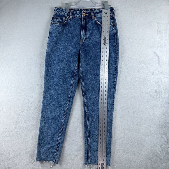 Divided By H&M Ankle Jeans Asid Wash Raw Hem 100% Cotton Womens Blue Size 12 - Picture 7 of 12
